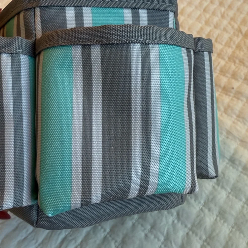 Striped Gray and Teal Organizer Bag